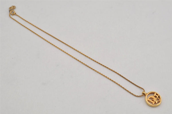 Authentic Christian Dior Gold Tone Chain Pendant Necklace CD 0474K