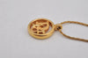 Authentic Christian Dior Gold Tone Chain Pendant Necklace CD 0474K