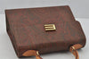 Authentic ETRO Vintage Hand Bag Purse PVC Leather Brown 0475J