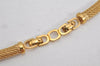 Authentic Christian Dior Vintage Gold Tone Chain Rhinestone Necklace CD 0475K