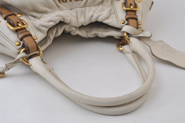 Authentic PRADA Vintage Leather Nappa 2Way Shoulder Tote Bag White 0476J