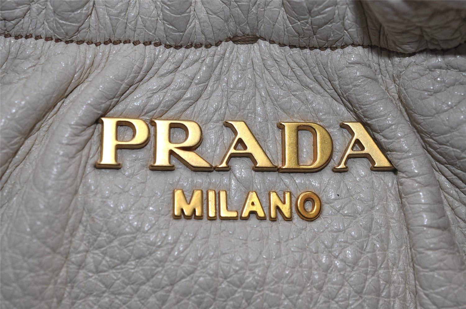 Authentic PRADA Vintage Leather Nappa 2Way Shoulder Tote Bag White 0476J