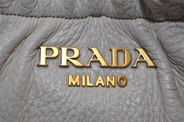 Authentic PRADA Vintage Leather Nappa 2Way Shoulder Tote Bag White 0476J