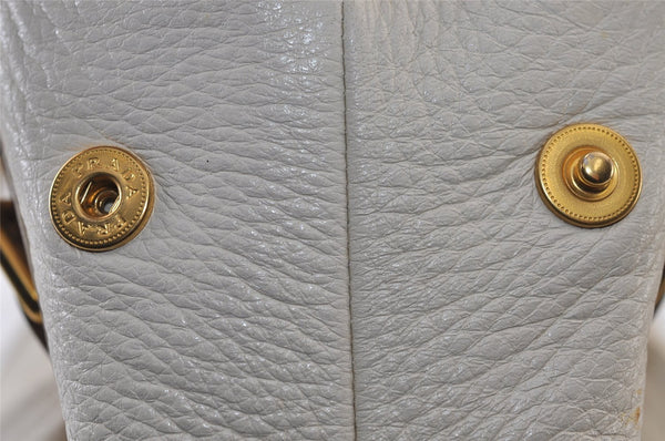 Authentic PRADA Vintage Leather Nappa 2Way Shoulder Tote Bag White 0476J