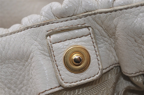 Authentic PRADA Vintage Leather Nappa 2Way Shoulder Tote Bag White 0476J