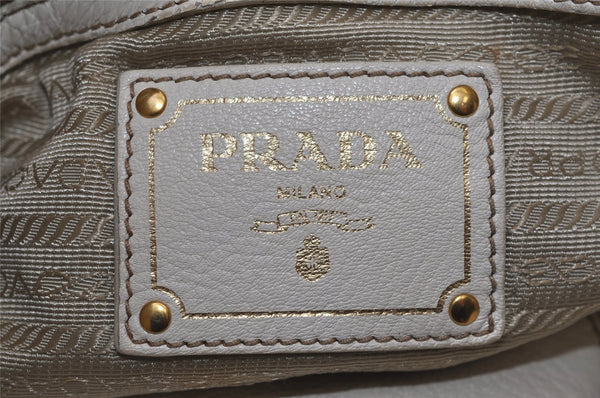 Authentic PRADA Vintage Leather Nappa 2Way Shoulder Tote Bag White 0476J