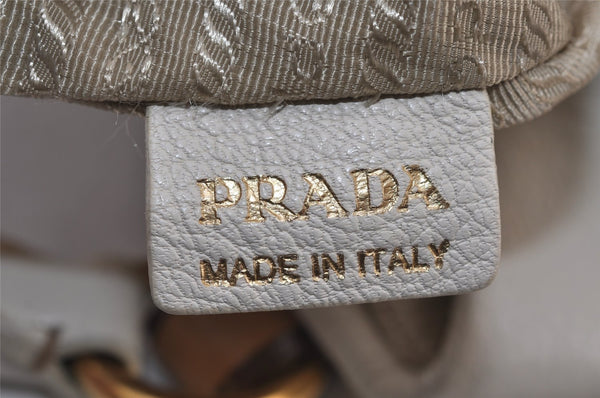 Authentic PRADA Vintage Leather Nappa 2Way Shoulder Tote Bag White 0476J