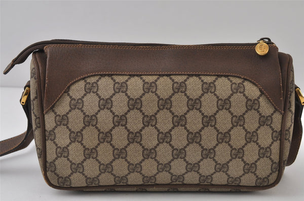 Authentic GUCCI Vintage Shoulder Cross Body Bag Purse GG PVC Leather Brown 0478J