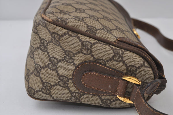 Authentic GUCCI Vintage Shoulder Cross Body Bag Purse GG PVC Leather Brown 0478J