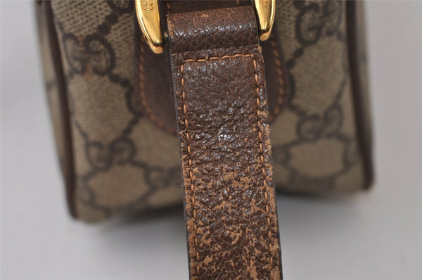 Authentic GUCCI Vintage Shoulder Cross Body Bag Purse GG PVC Leather Brown 0478J
