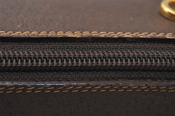 Authentic GUCCI Vintage Shoulder Cross Body Bag Purse GG PVC Leather Brown 0478J