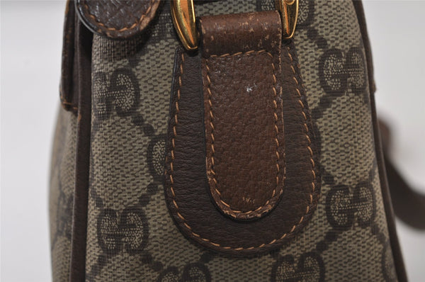 Authentic GUCCI Vintage Shoulder Cross Body Bag Purse GG PVC Leather Brown 0478J