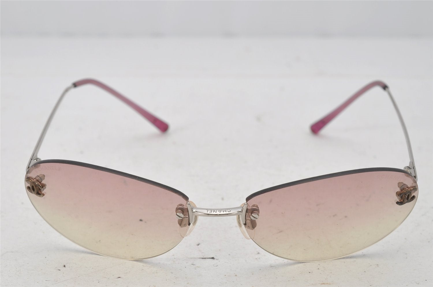 Authentic CHANEL Sunglasses CC Logos CoCo Mark Titanium 4013 Pink Box 0479J
