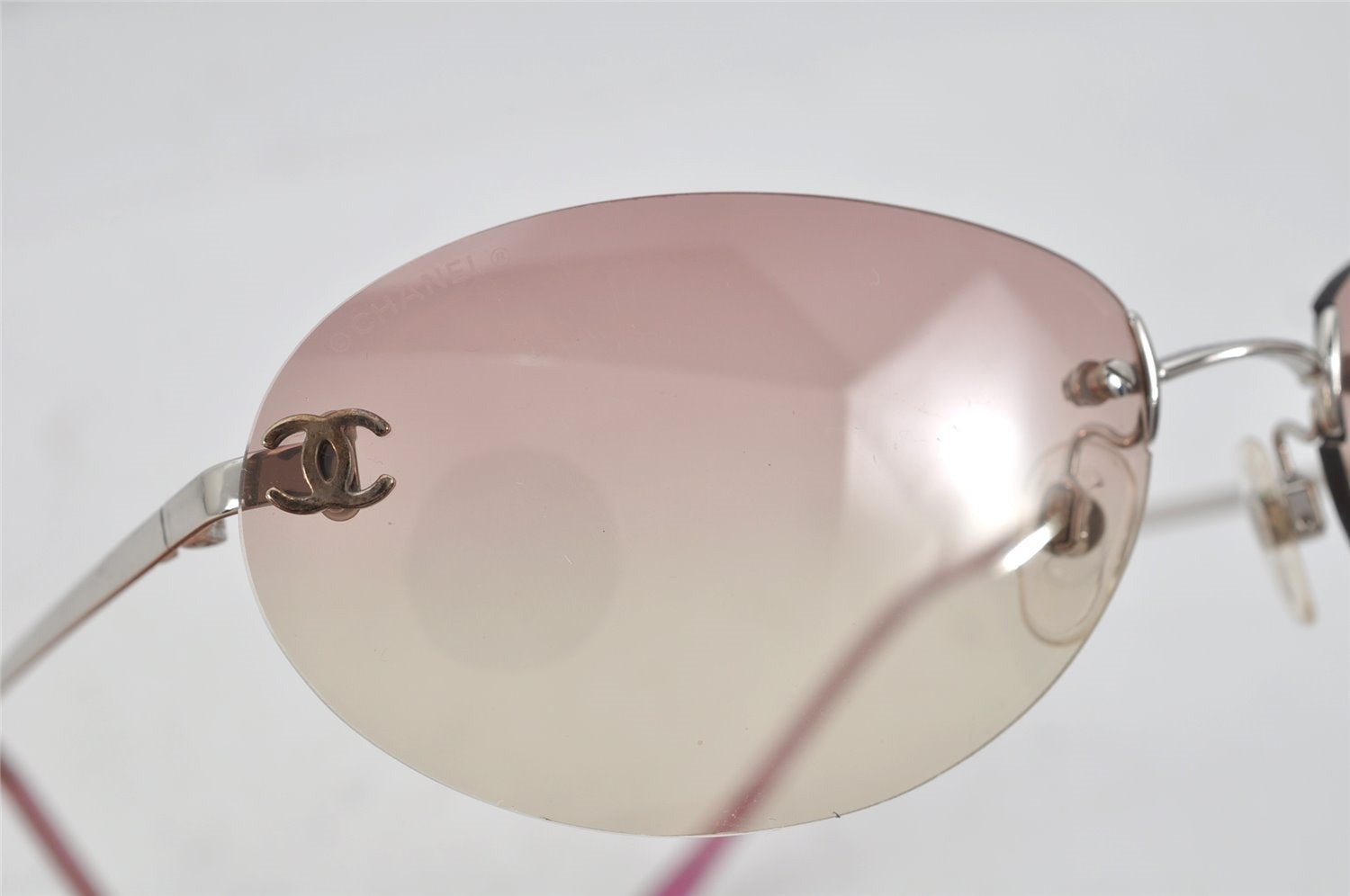 Authentic CHANEL Sunglasses CC Logos CoCo Mark Titanium 4013 Pink Box 0479J