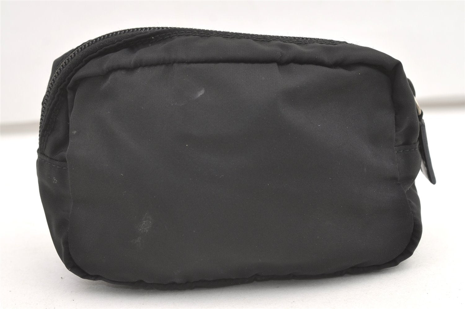 Authentic PRADA Vintage Nylon Tessuto Leather Cosmetic Pouch Purse Black 0479K