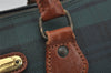 Authentic POLO Ralph Lauren Check PVC Leather 2Way Shoulder Hand Bag Green 0480J