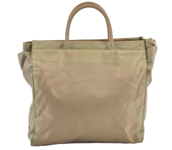 Authentic PRADA Vintage Nylon Tessuto Shoulder Tote Bag Beige Green 0480K