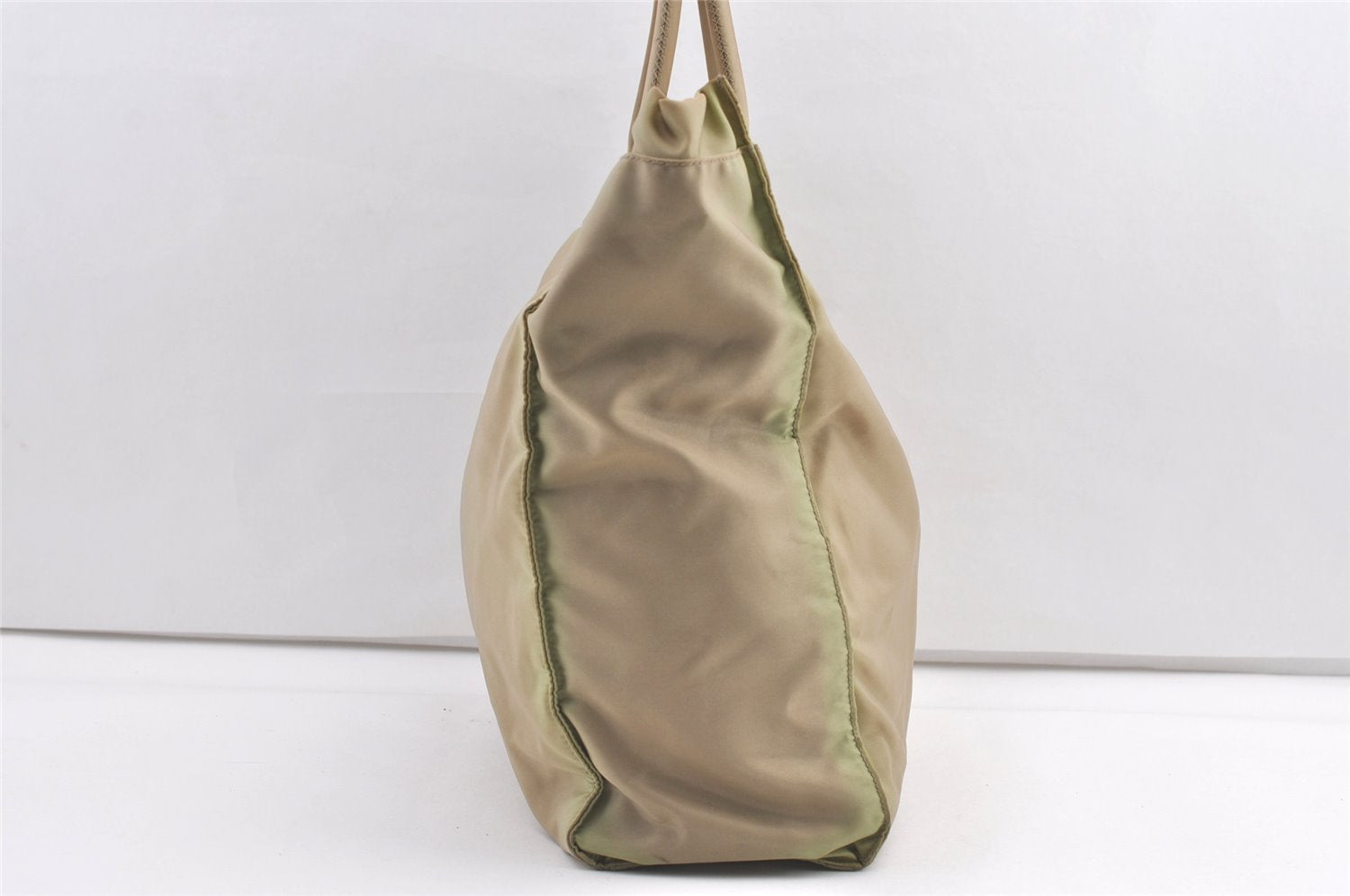 Authentic PRADA Vintage Nylon Tessuto Shoulder Tote Bag Beige Green 0480K