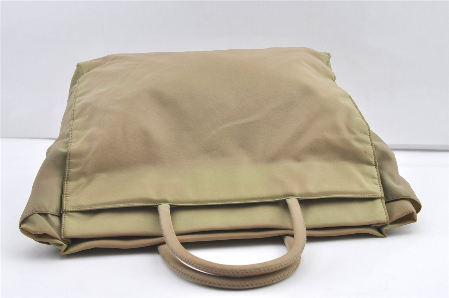 Authentic PRADA Vintage Nylon Tessuto Shoulder Tote Bag Beige Green 0480K