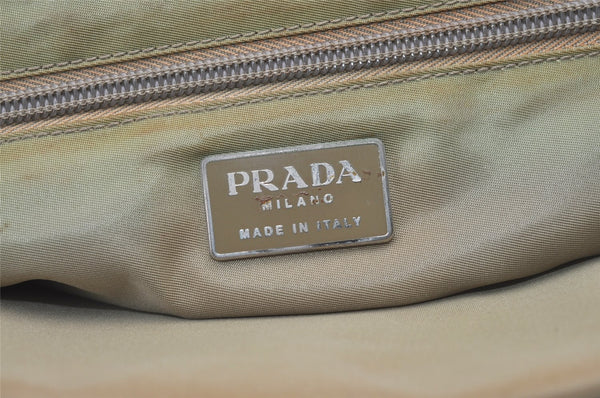 Authentic PRADA Vintage Nylon Tessuto Shoulder Tote Bag Beige Green 0480K