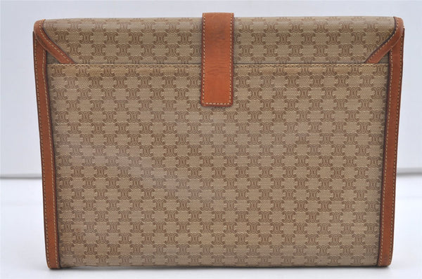 Authentic CELINE Macadam Blason Pattern Clutch Bag PVC Leather Beige Junk 0483K