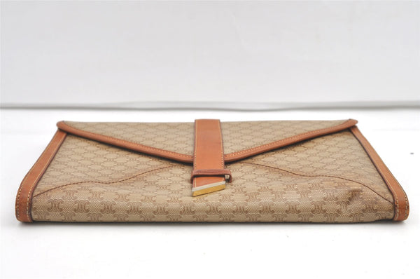 Authentic CELINE Macadam Blason Pattern Clutch Bag PVC Leather Beige Junk 0483K
