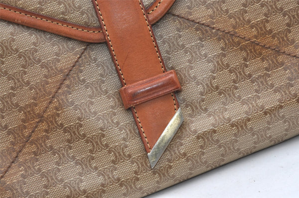 Authentic CELINE Macadam Blason Pattern Clutch Bag PVC Leather Beige Junk 0483K