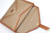 Authentic CELINE Macadam Blason Pattern Clutch Bag PVC Leather Beige Junk 0483K