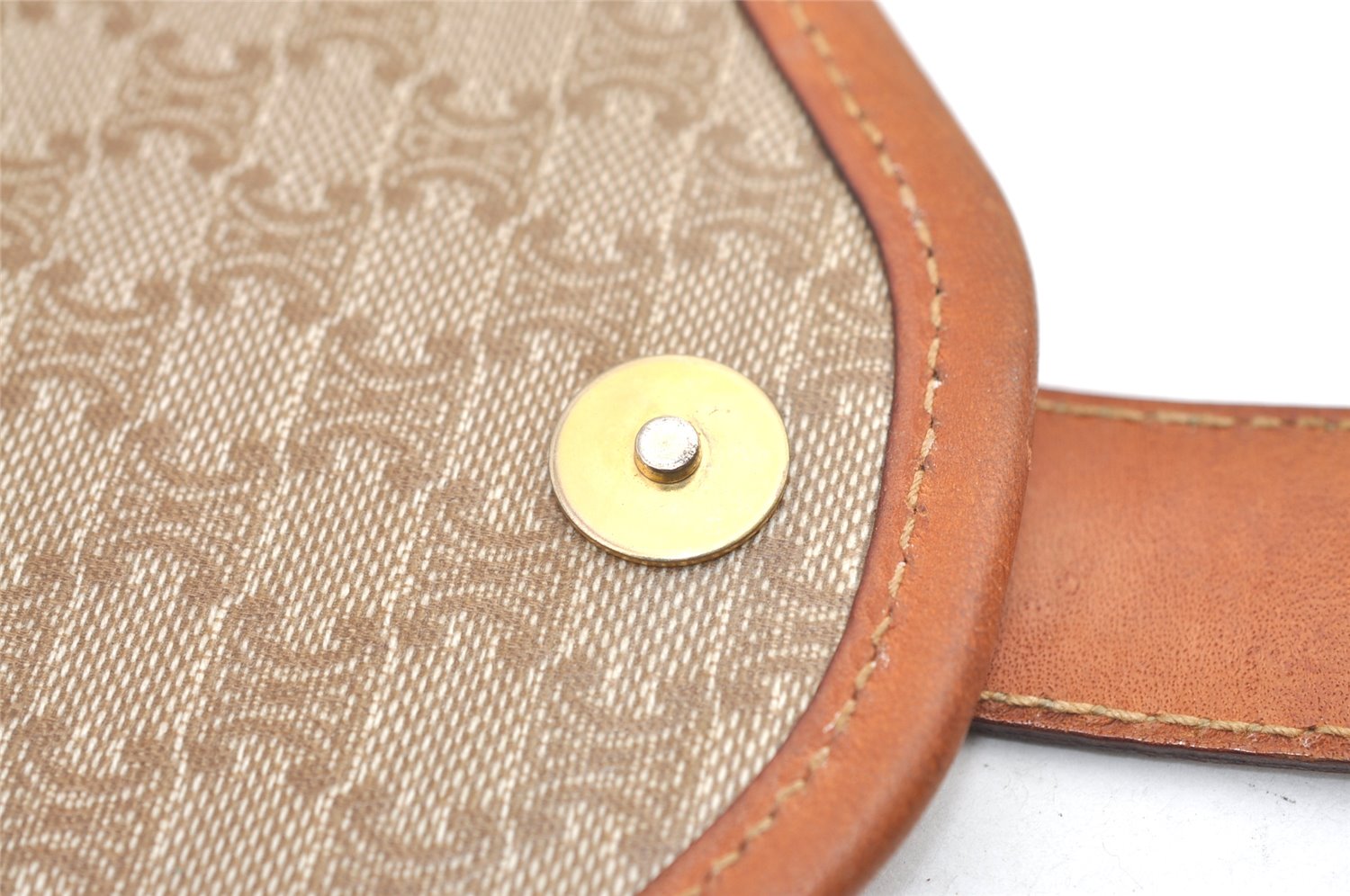 Authentic CELINE Macadam Blason Pattern Clutch Bag PVC Leather Beige Junk 0483K