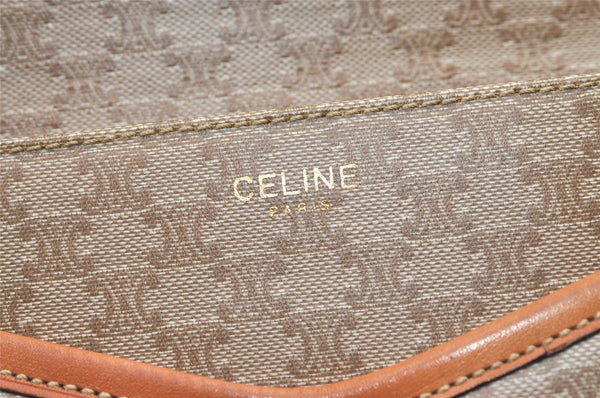 Authentic CELINE Macadam Blason Pattern Clutch Bag PVC Leather Beige Junk 0483K