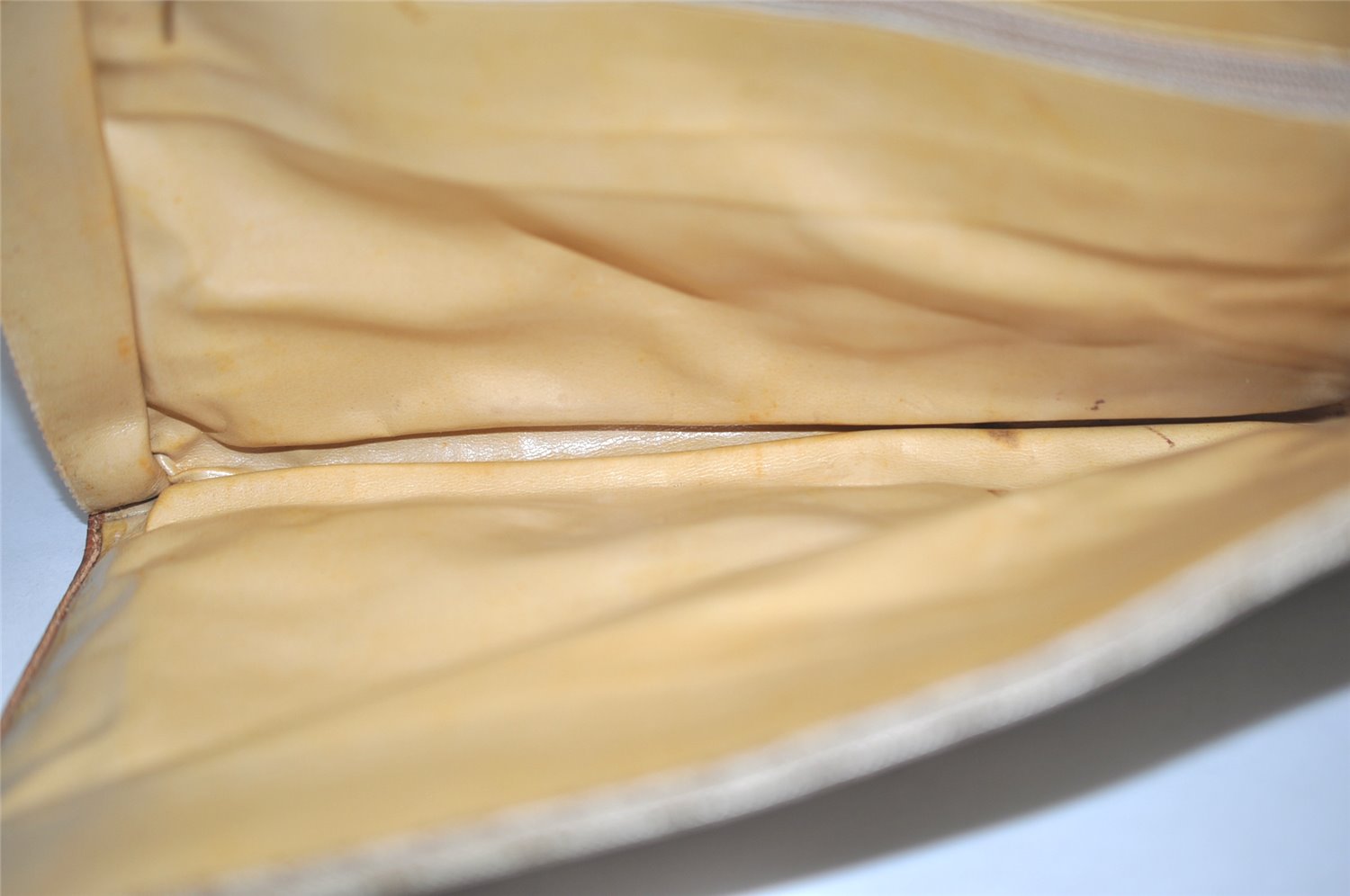 Authentic CELINE Macadam Blason Pattern Clutch Bag PVC Leather Beige Junk 0483K