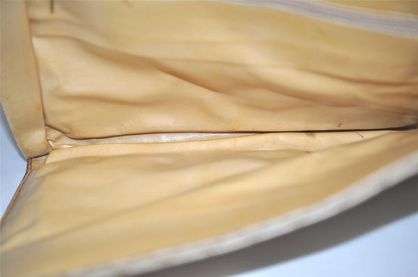Authentic CELINE Macadam Blason Pattern Clutch Bag PVC Leather Beige Junk 0483K