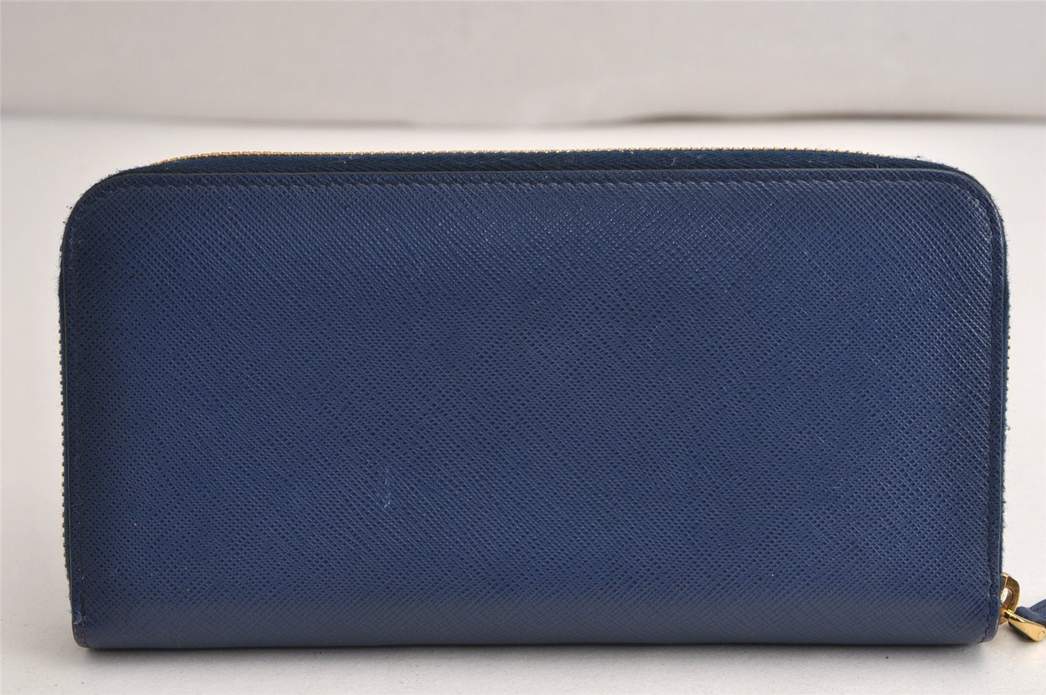 Authentic PRADA Vintage Saffiano Leather Long Zip Wallet Purse Navy Blue 0485K