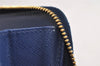 Authentic PRADA Vintage Saffiano Leather Long Zip Wallet Purse Navy Blue 0485K