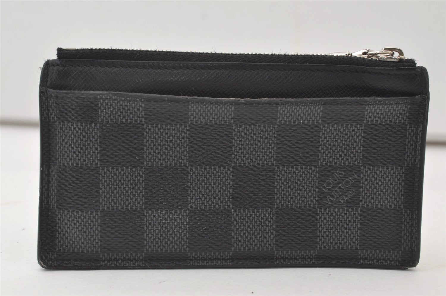 Authentic Louis Vuitton Damier Graphite Coin Card Holder Wallet M64038 LV 0486J