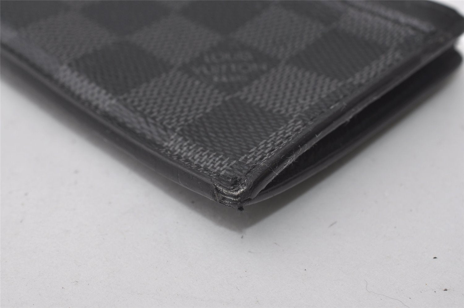 Authentic Louis Vuitton Damier Graphite Coin Card Holder Wallet M64038 LV 0486J