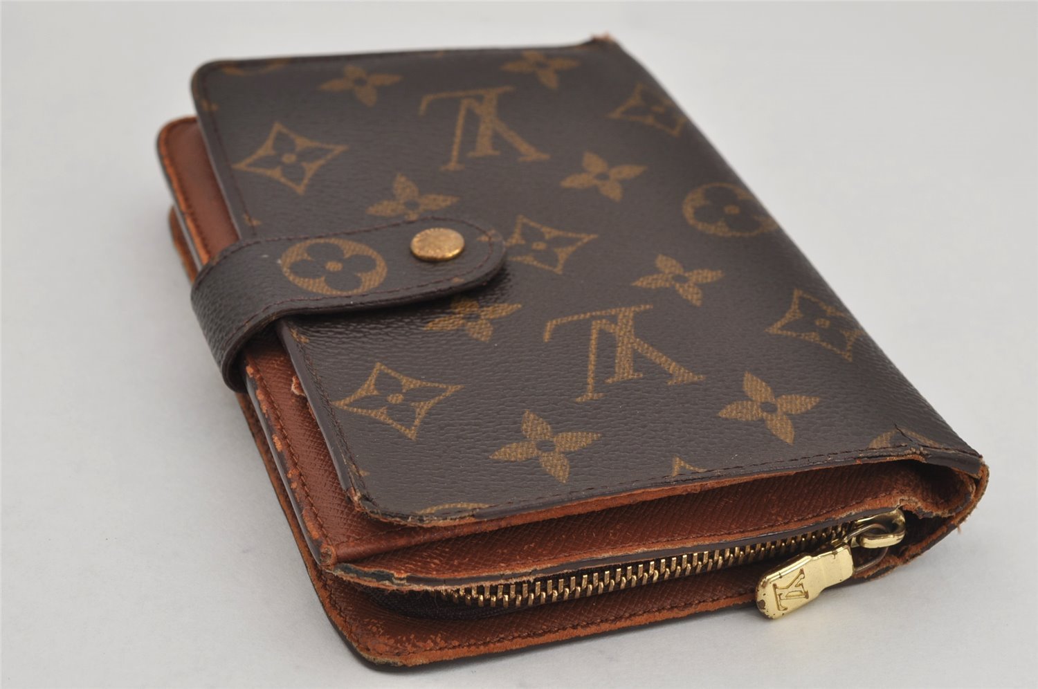 Authentic Louis Vuitton Monogram Porte Papier Zip Bifold Wallet M61207 LV 0486K