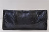 Authentic GUCCI Python Motif Leather Clutch Hand Bag Navy 228574 Box 0487J