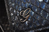 Authentic GUCCI Python Motif Leather Clutch Hand Bag Navy 228574 Box 0487J