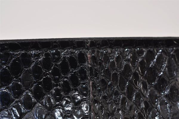 Authentic GUCCI Python Motif Leather Clutch Hand Bag Navy 228574 Box 0487J