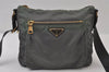 Authentic PRADA Nylon Tessuto Saffiano Leather Shoulder Bag Khaki Green 0488J