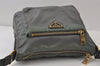 Authentic PRADA Nylon Tessuto Saffiano Leather Shoulder Bag Khaki Green 0488J