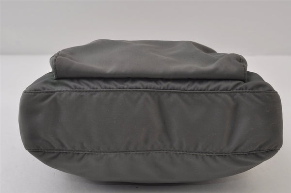 Authentic PRADA Nylon Tessuto Saffiano Leather Shoulder Bag Khaki Green 0488J