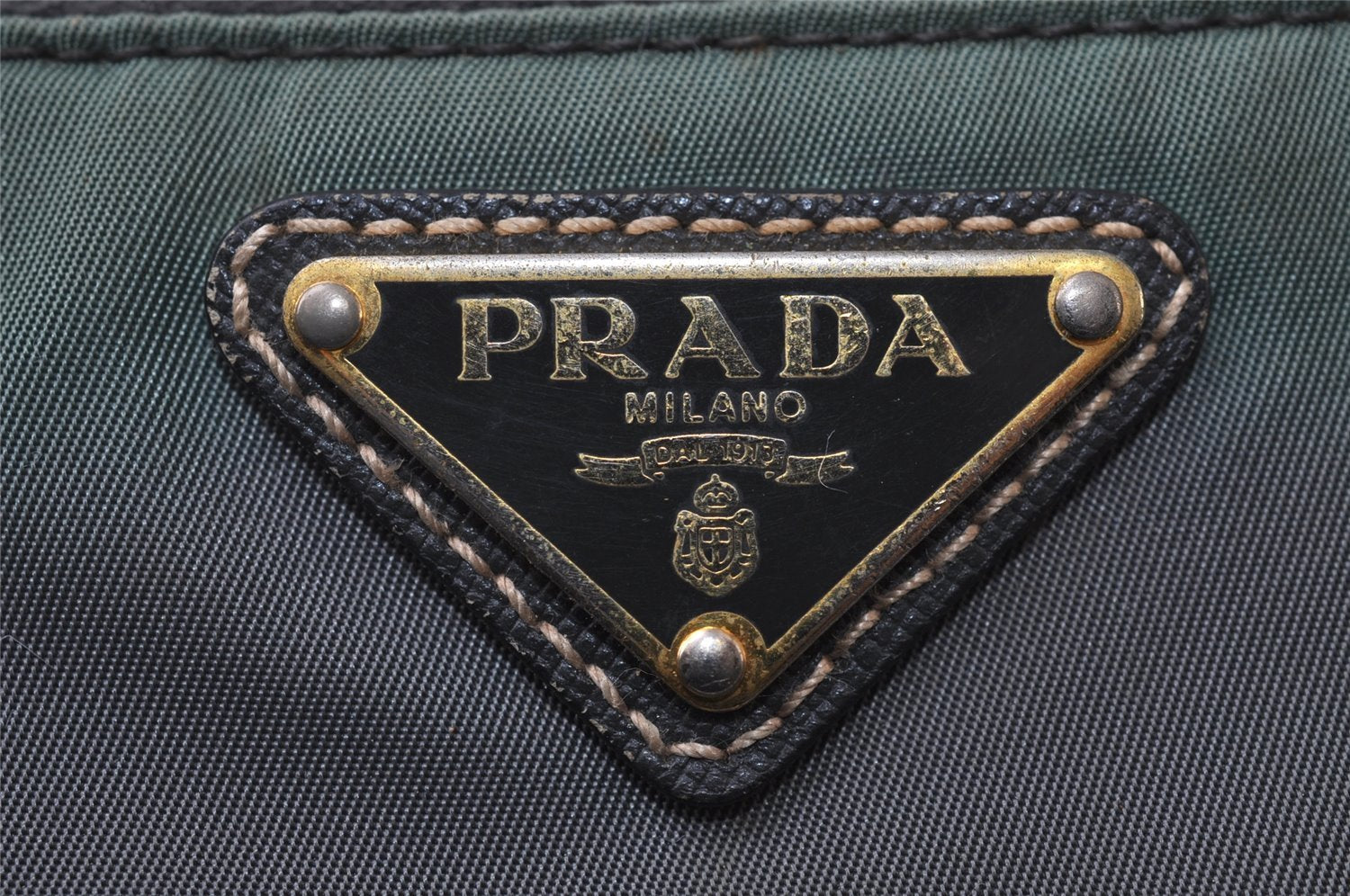 Authentic PRADA Nylon Tessuto Saffiano Leather Shoulder Bag Khaki Green 0488J