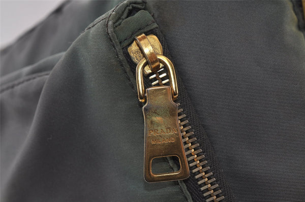 Authentic PRADA Nylon Tessuto Saffiano Leather Shoulder Bag Khaki Green 0488J