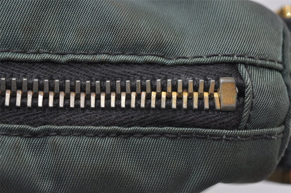 Authentic PRADA Nylon Tessuto Saffiano Leather Shoulder Bag Khaki Green 0488J