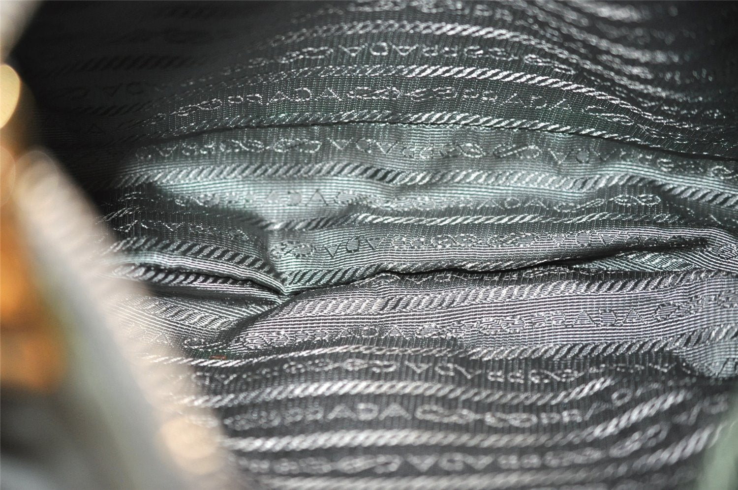 Authentic PRADA Nylon Tessuto Saffiano Leather Shoulder Bag Khaki Green 0488J