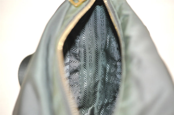 Authentic PRADA Nylon Tessuto Saffiano Leather Shoulder Bag Khaki Green 0488J