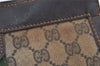 Authentic GUCCI Web Sherry Line Clutch Hand Bag GG PVC Leather Brown Junk 0488K