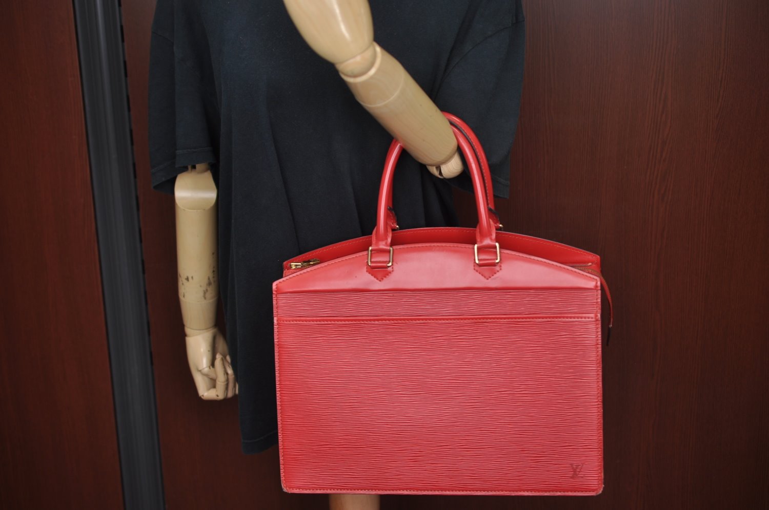 Authentic Louis Vuitton Epi Riviera Hand Bag Red M48187 LV 0489I